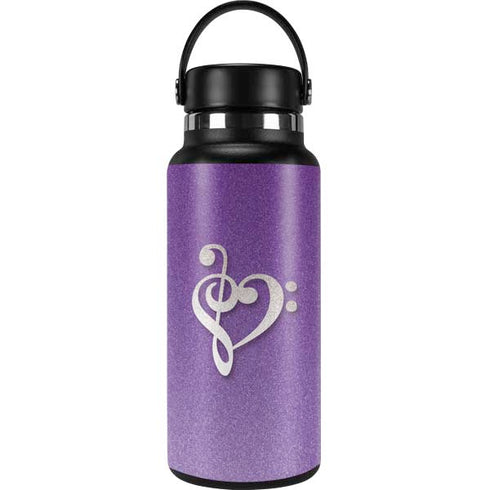 Purple Glitter Musical Heart Hydro Flask 32oz Wide Mouth Skin